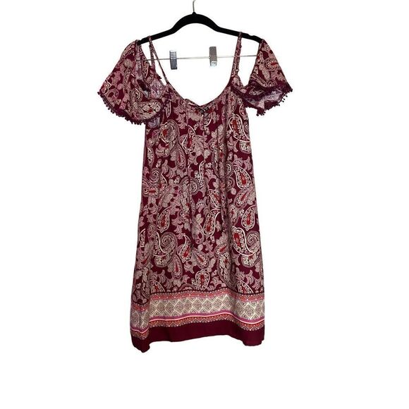 Trixxi Paisley Red Peek a boo Shoulder Dress Tunic - Picture 1 of 9